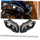 Headlight ヤマハYZF R1 2007-2008光ファイバーDRLホワイトの2X LEDヘッドライトアセンブリ 2X LED Headlight As...