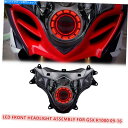 Headlight スズキGSX R1000 2009-2016スポーツバイクフロントランプレッドの1xフルLEDヘッドライト 1X Full LED Head...