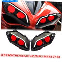 Headlight ヤマハYZF R1 2007-2008光ファイバーDRLレッドの2X LEDヘッドライトアセンブリ 2X LED Headlight Ass...