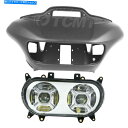 Headlight ハーレーロードグライド2015-22に合うマットインナーアウターフェアリングフロントLEDヘッドライトフィット Matte Inner Ou...