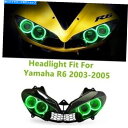 Headlight ヤマハYZF R6 2003-2005 DRLのLEDグリーンエンジェルアイヘッドライトアセンブリヘッドランプ LED Green Ange...