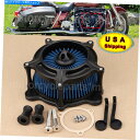 Air Filter マットブラックエアクリーナーハーレーロードグライドソフトアイル用にセット Matte Black Air Cleaner Blue Int...