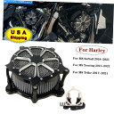 Air Filter ハーレーロードキングエレクトラストリートトライグライド用のエアクリーナーグレーインテークフィルターセット Air Cleaner Gray...