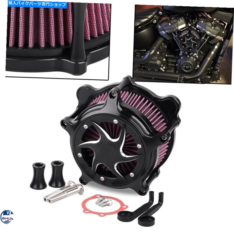 Air Filter ハーレーロードキングソフトアイルストリートボブFXDBのブラックカットエアクリーナー吸気フィルター Black Cut Air Cleaner Intake Filter For HarleyRoad King Softail Street Bob FXDB