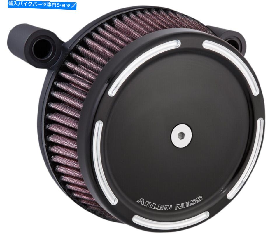Air Filter アーレンネスビッグサッカーステージ1ブラックエアフィルターキット付きスロットトラックカバー50-838 Arlen Ness Big Sucker Stage 1 Black Air Filter Kit w/ Slot Track Cover 50-838