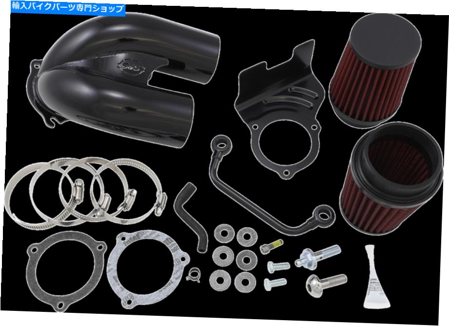 Air Filter S＆Sサイクルチューニング誘導Harleys 170-0637用ブラックエアクリーナーキット S&S Cycle Tuned Induction Black Air Cleaner Kit for Harleys 170-0637