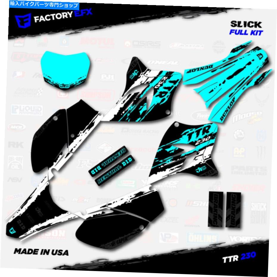 Graphics decal kit ۥ磻ȡ󥹥å졼󥰥եååȥեå05-21ޥTTR230 TTR 230ǥ White &Cyan Slick Racing Graphics Kit fits 05-21 YAMAHA TTR230 TTR 230 decal