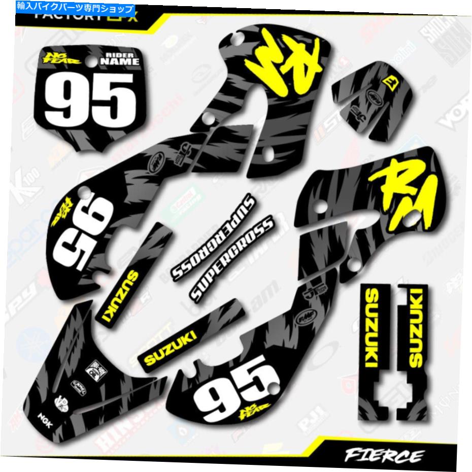 Graphics decal kit ֥åη㤷եåƥååȤϥRM65 RM 65 01-22ǥŬ礷ޤ Black &Yellow Fierce Graphics Sticker Kit fits Suzuki RM65 RM 65 01-22 Decals