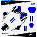 Graphics decal kit ホワイト＆ブルースリックレーシンググラフィックスキットはヤマハPW80 PW 80オール年カスタムに適合します White & Blue Slick Racing Graphics kit fits Yamaha PW80 PW 80 All Years Custom