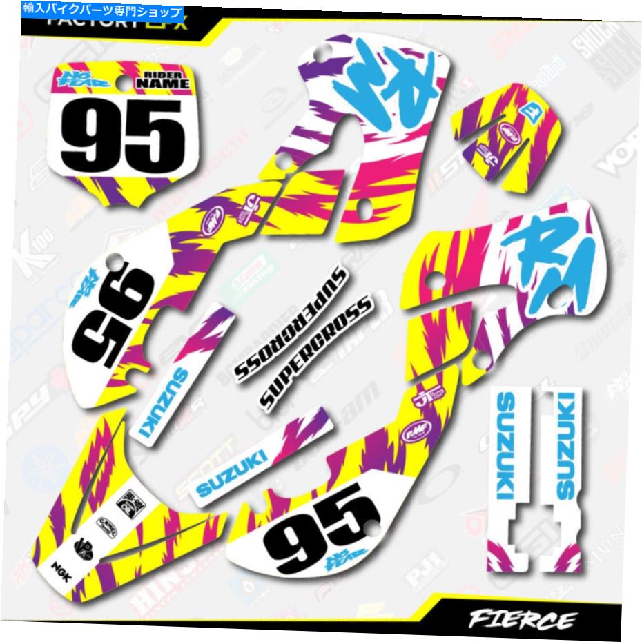 Graphics decal kit ȥեեåƥååȤϥRM65 RM 65 01-22ǥŬ礷ޤ Retro Yellow Fierce Graphics Sticker Kit fits Suzuki RM65 RM 65 01-22 Decals