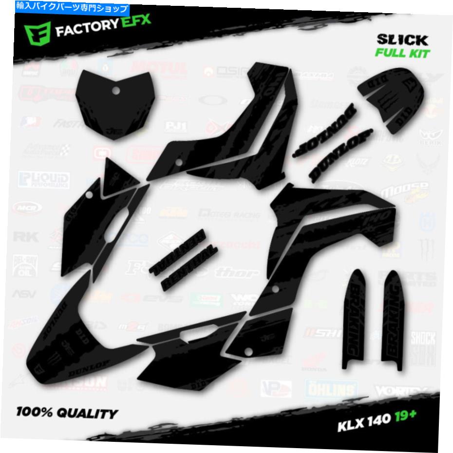 Graphics decal kit ブラックアウトスリックレーシンググラフィックスキットは19-21カワサキklx140 klx 140デカールに適合します Blackout Slick Racing Graphics Kit fits 19-21 Kawasaki KLX140 KLX 140 Decal