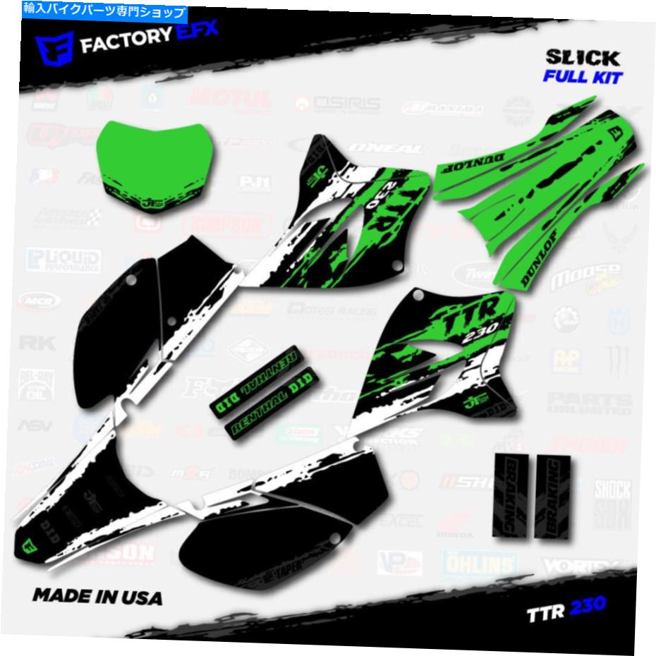 Graphics decal kit ۥ磻ȡ꡼󥹥å졼󥰥եååȥեå05-21ޥTTR230 TTR 230ǥ White &Green Slick Racing Graphics Kit fits 05-21 YAMAHA TTR230 TTR 230 decal
