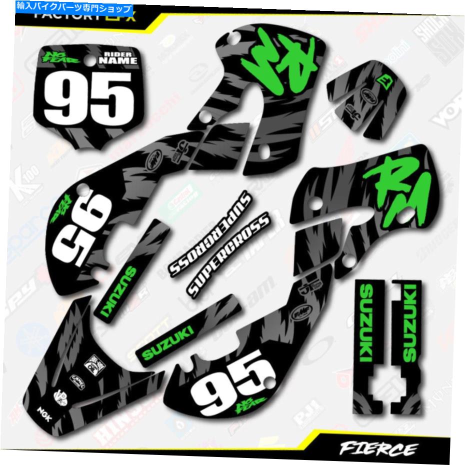 Graphics decal kit BlackGreen Fierce GraphicsƥååȤϥRM65 RM 65 01-22ǥŬ礷ޤ Black &Green Fierce Graphics Sticker Kit fits Suzuki RM65 RM 65 01-22 Decals