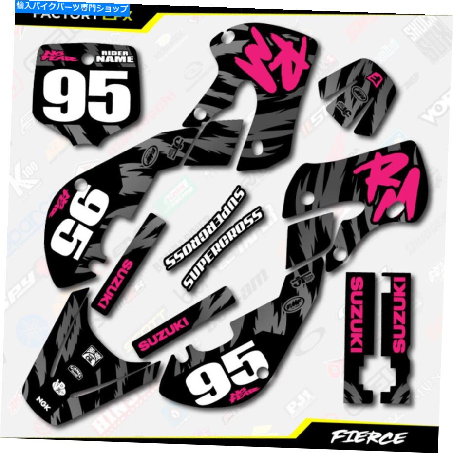 Graphics decal kit ֥åԥ󥯤η㤷եåƥååȤϥRM65 RM 65 01-22ǥŬ礷ޤ Black &Pink Fierce Graphics Sticker Kit fits Suzuki RM65 RM 65 01-22 Decals