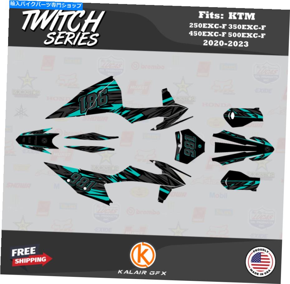 Graphics decal kit KTM 250EXC-F 350EXC-F 450EXC-F 500EXC-F 2020-23 Twitch-Teal Graphics Kit for KTM 250EXC-F 350EXC-F 450EXC-F 500EXC-F 2020-23 Twitch - Teal