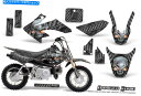 Graphics decal kit ホンダCRF 50グラフィックスキットcreatorxデカールステッカー危険ゾーンシルバー HONDA CRF 50 GRAPHICS KIT CREATORX DECALS STICKERS DANGER ZONE SILVER