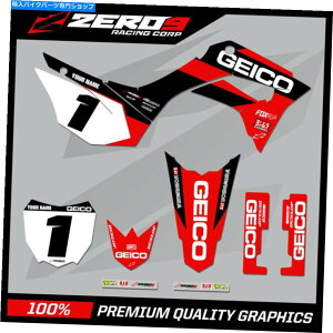 Graphics decal kit カスタムMXグラフィックスキット：ホンダCRF 110モトクロスグラフィックデカールGEICO RED/BLK Custom MX Graphics Kit: HONDA CRF 110 Motocross Graphics Decals GEICO RED/BLK