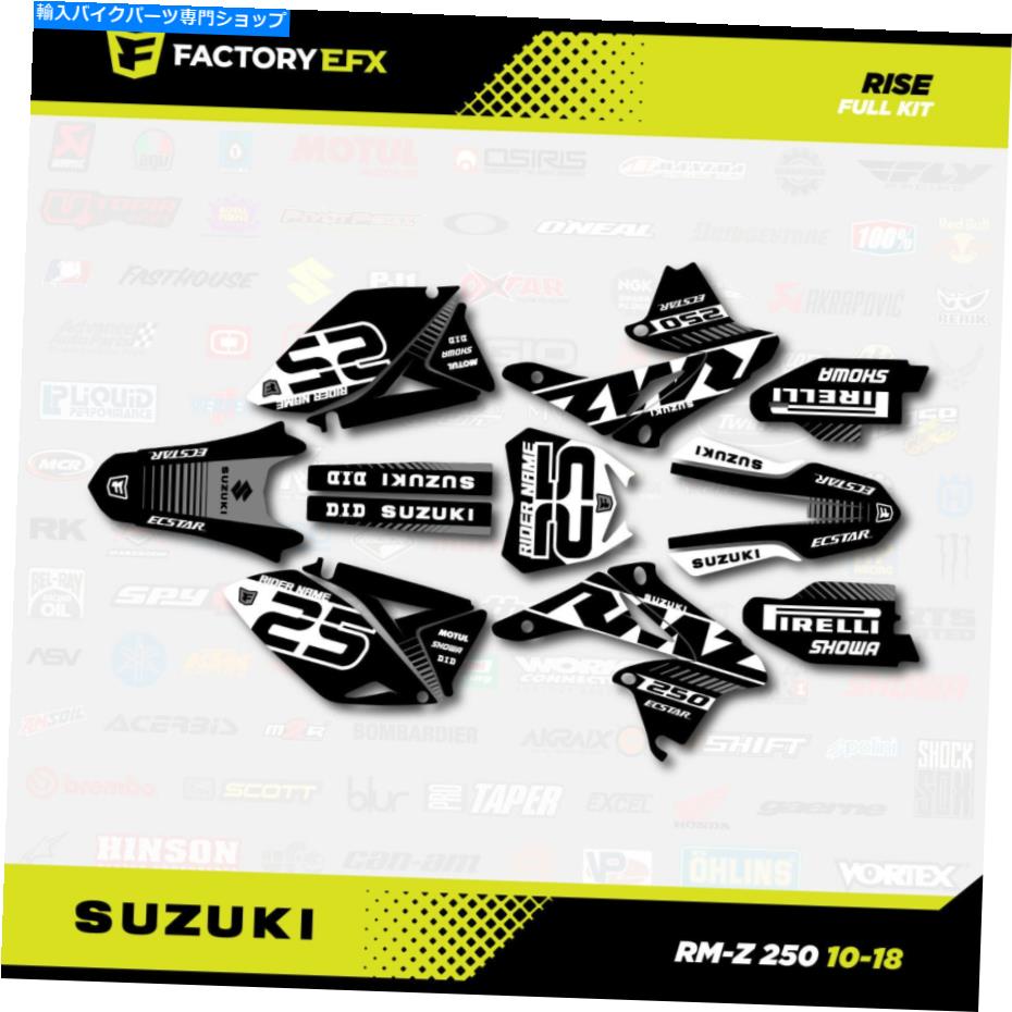 Graphics decal kit Black＆Gray Rise Racingグラフィックキットフィット10-18スズキRMZ250デカールRMZ 250 Black & Gray Rise Racing Graphic Kit fit 10-18 Suzuki RMZ250 Decal RMZ 250