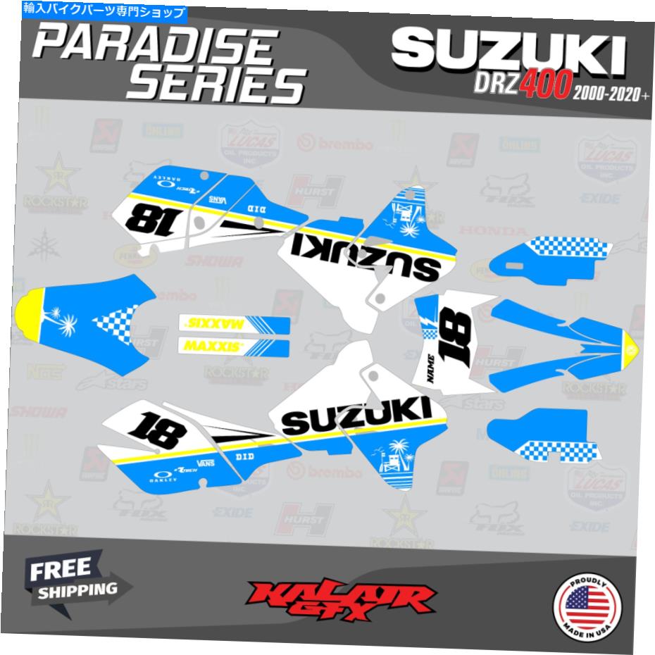 Graphics decal kit スズキDRZ400SM用のグラフィックキット（すべての年）DRZ 400 SM S E PARADISE-CYAN Graphics Kit for Suzuki DRZ400SM (All Years) DRZ 400 SM S E PARADISE-Cyan