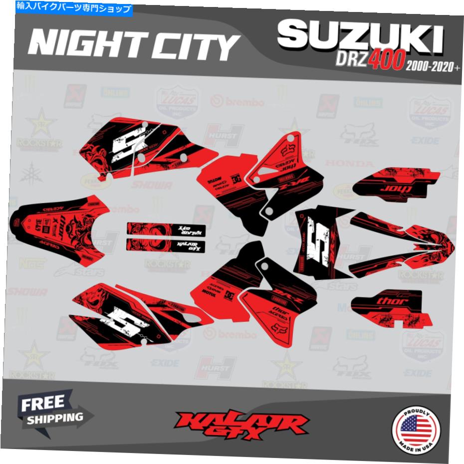 Graphics decal kit スズキdrz400用のグラフィックキット（すべての年）drz400SMナイトレッド Graphics Kit for SUZUKI DRZ400 (All Years) DRZ400SM Night-Red