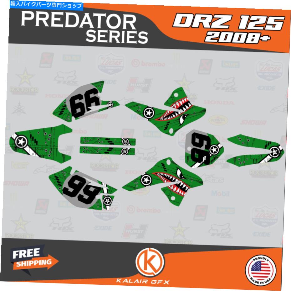 Graphics decal kit スズキDRZ125のグラフィックスデカールキット（2008-2023）DRZ 125 PREDATORシリーズ-Green Graphics Decal Kit For Suzuki DRZ125 (2008-2023) DRZ 125 Predator Series- Green