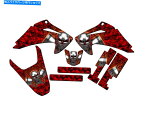 Graphics decal kit 2003-2007 CRF 230F Flaming Gearhead Red Senge Graphics KitとHondaと互換性 2003-2007 CRF 230F FLAMING GEARHEAD Red Senge Graphics Kit Compatible with Honda