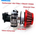 Carburetor 15mmキャブレター合金33cc 43cc 49ccガススクーターゴープエボ用エアフィルター 15mm Carburetor Alloy Stack Air Filter For 33cc 43cc 49cc Gas Scooter Goped EVO