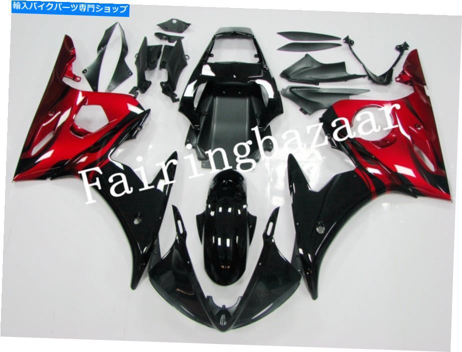 Fairings YZF R6 2003 04 R6S 06-09 Black Candy Red Abs Inglice Mold Fairing Kitに適合します Fit for YZF R6 2003 04 R6S 06-09 Black Candy Red ABS Injection Mold Fairing Kit