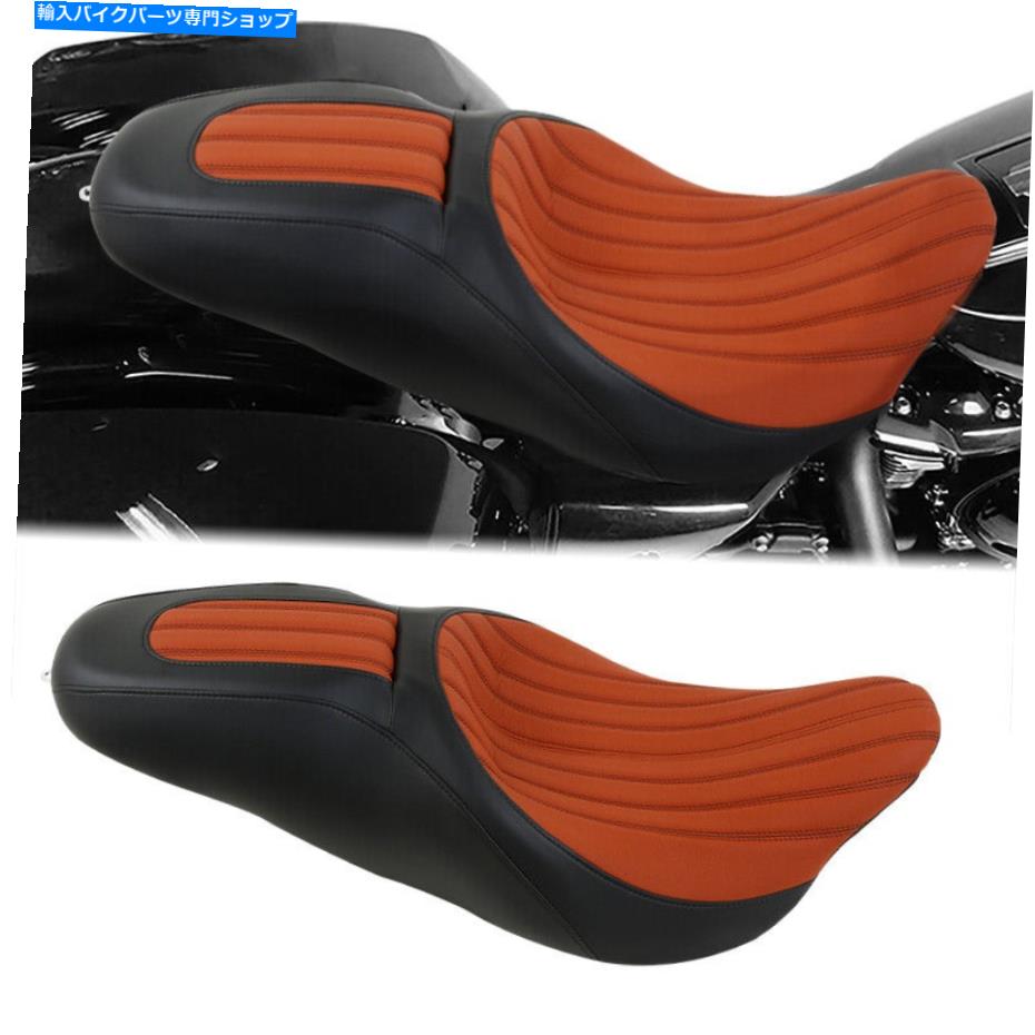 Seats ハーレーツーリングストリートグライドに適したオレンジドライバーライダーと助手席09-22 Orange Driver Rider & Passenger Seat Fit For Harley Touring Street Glide 09-22