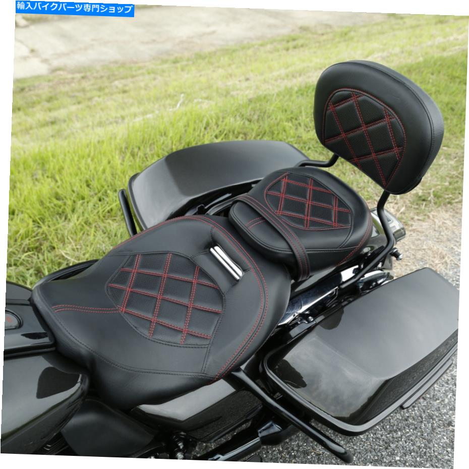 Seats ハーレーツーリングロードグライドにフィットする赤いステッチドライバーの旅客シートパッド09-22 Red Stitching Driver Passenger Seat Pad Fit For Harley Touring Road Glide 09-22