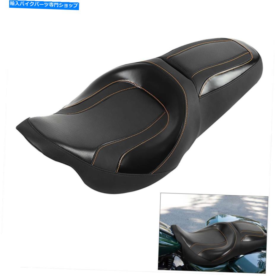 Seats ハーレーストレットグライドに適したライダードライバーの助手席09-22オレンジステッチ Rider Driver Passenger Seat Fit For Harley Stret Glide 09-22 Orange Stitching