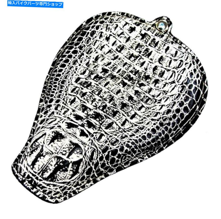 Seats 2004-2006フレーム上のハーレースポーツスターシートすべてのモデルBLKホワイトゲーターレザー 2004-2006 Harley Sportster Seat On The Frame All Models Blk White Gator Leather