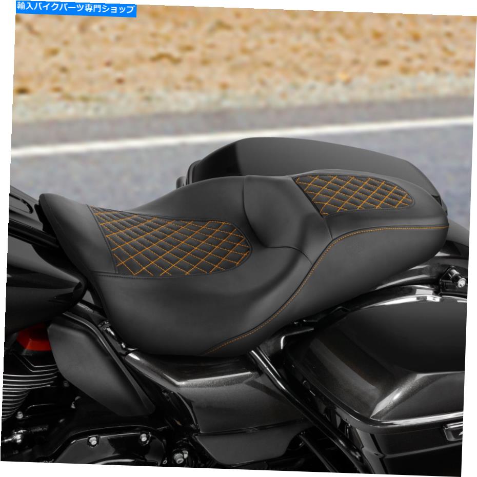 Seats ハーレーツーリングロードキングに適したオレンジステッチドライバーの助手席 Orange Stitching Driver Passenger Seat Fit For Harley Touring Road King 09-21