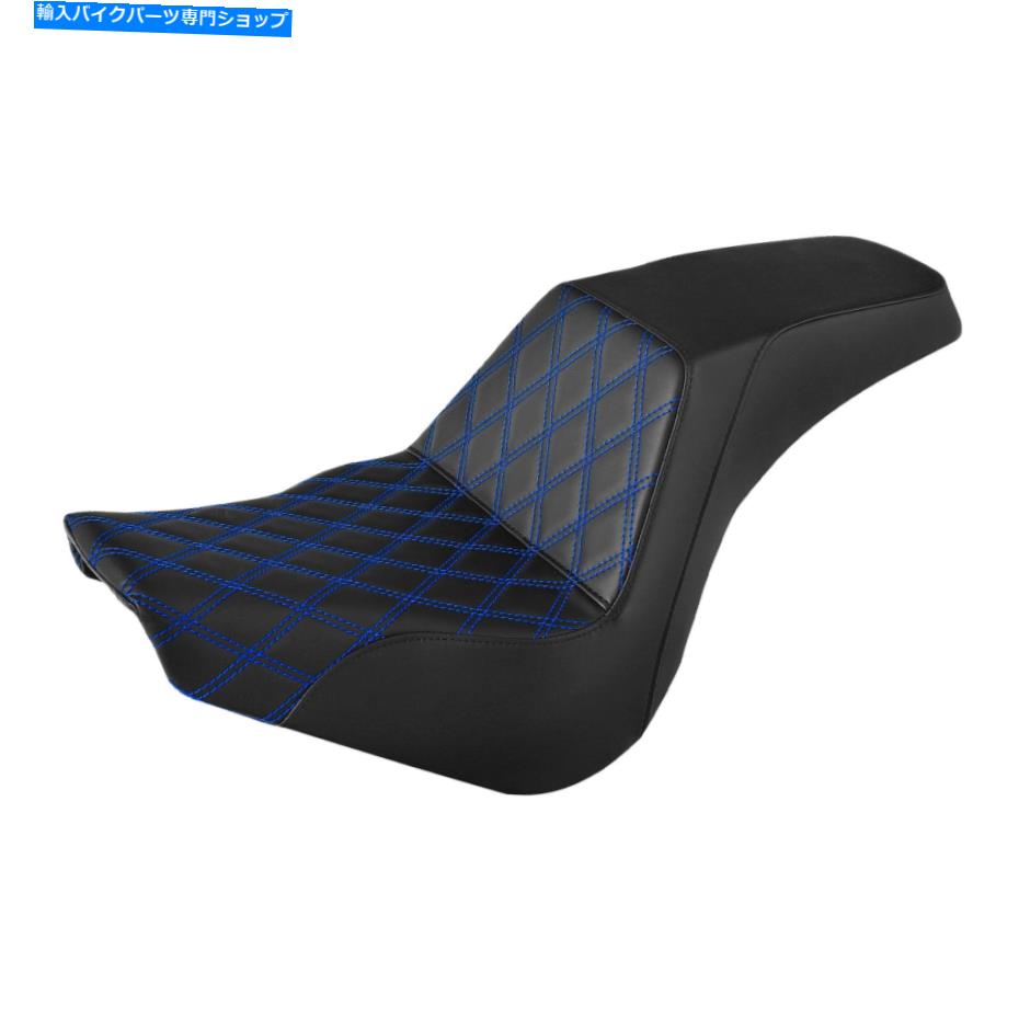 Seats ハーレーストリートボブFXBB 18-22に適したブラック+ブルードライバーと助手席クッションフィット Black+Blue Driver & Passenger Seat Cushion Fit For Harley Street Bob FXBB 18-22