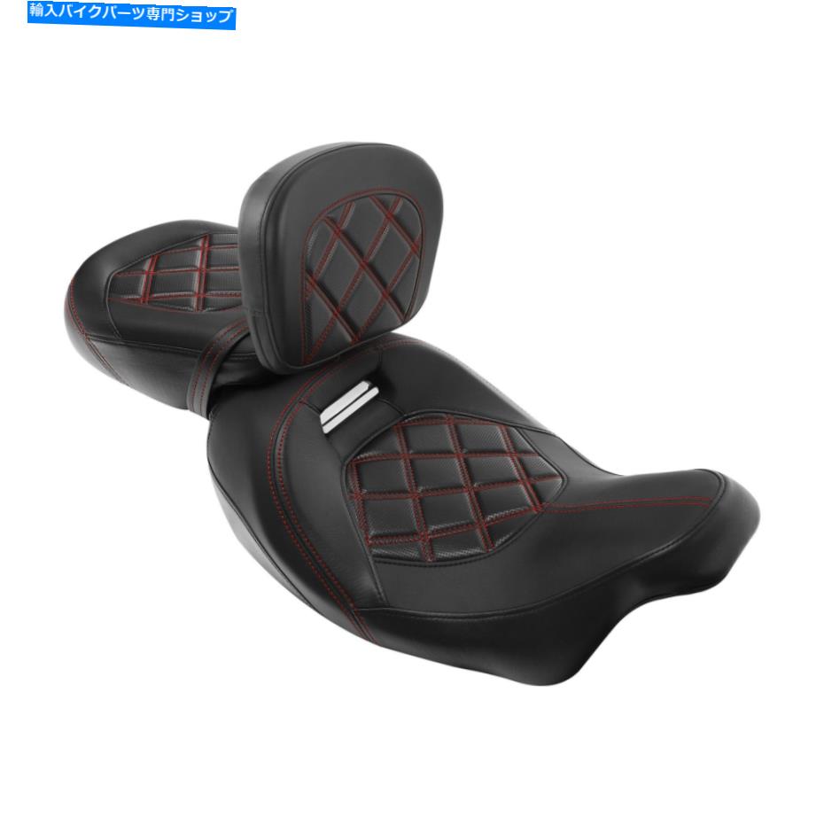 Seats ハーレーロードキングに適したブラック+レッドドライバーと助手席ライダーバックレスト09-22 Black+Red Driver & Passenger Seat Rider Backrest Fit For Harley Road King 09-22