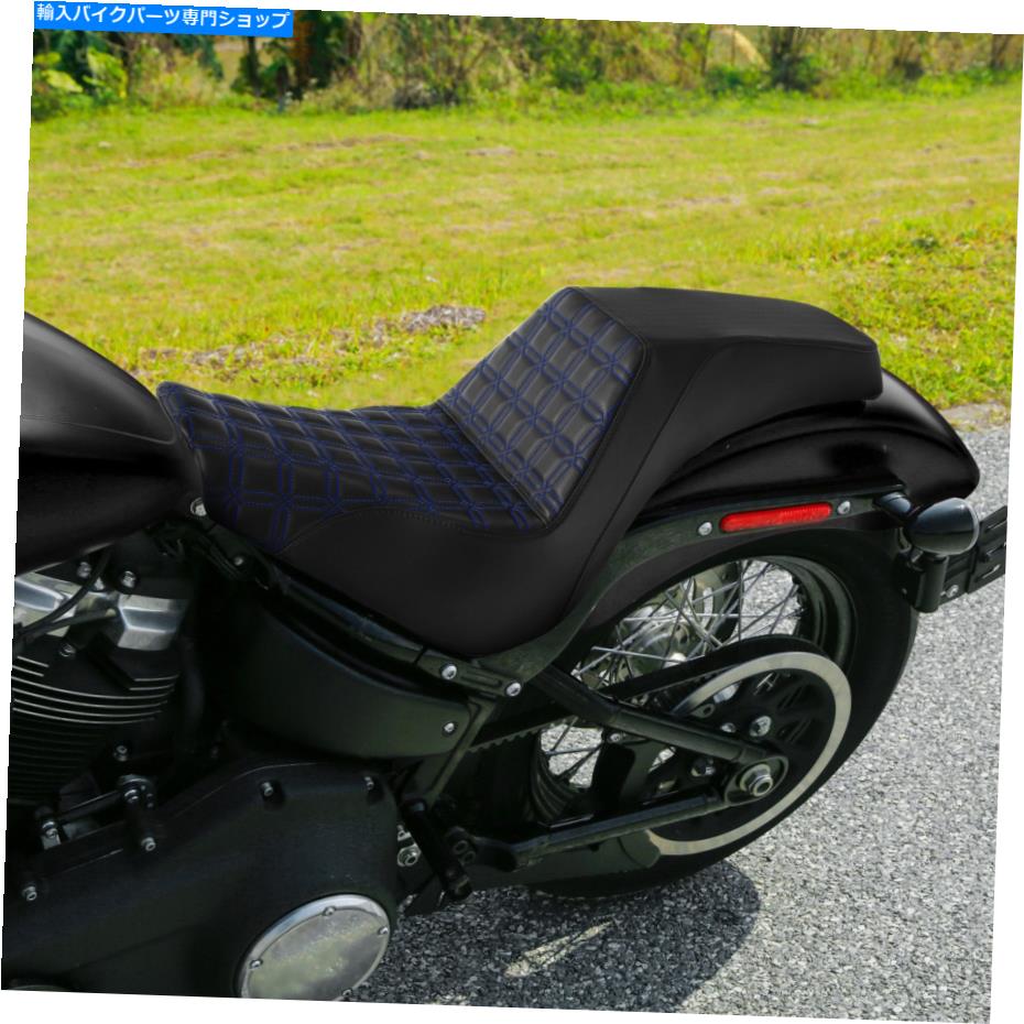Seats ハーレーソフトアイルストリートボブFXBB 18-22 19にフィットするブラック+ブルードライバーの助手席 Black+Blue Driver Passenger Seat Fit For Harley Softail Street Bob FXBB 18-22 19