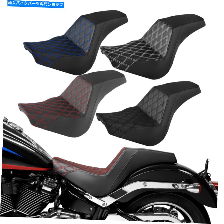 Seats ハーレーソフトアイルFXBB 18-22にフィットするオートバイ2アップドライバーの助手席 Motorcycle Two Up Driver Passenger Seat Fit For Harley Softail FXST FXBB 18-22