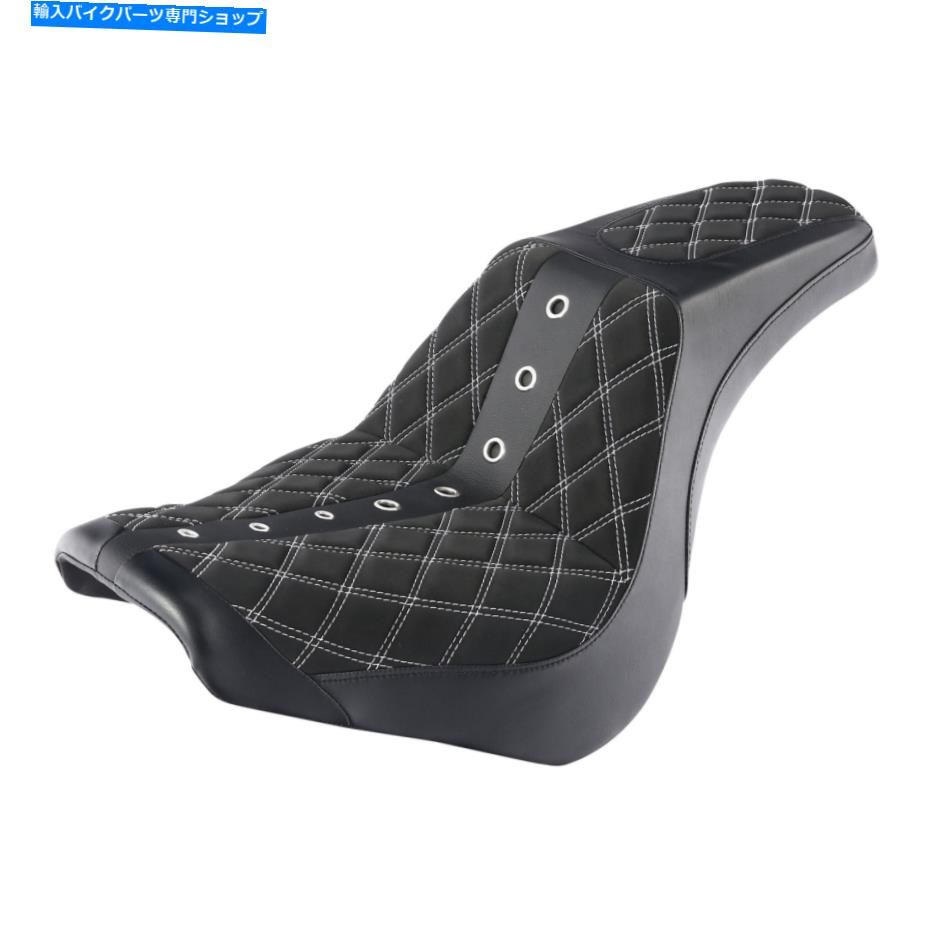 Seats ハーレーソフトアイルストリートボブFXBB 18-22に適したブラック+ホワイトドライバーの助手席 Black+White Driver Passenger Seat Fit For Harley Softail Street Bob FXBB 18-22