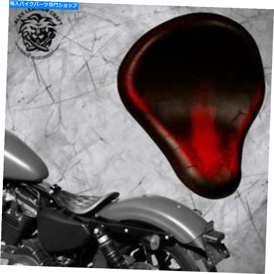 Seats フレームハーレースポーツスター04-20ヴィンレッドエレクトロのボッバーチョッパーサドルソロシート Bobber Chopper Saddle solo seat on frame Harley Sportster 04-20 Vin red Electro
