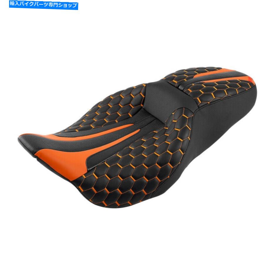 Seats ハーレーツーリングストリートグライドにフィットするブラックオレンジドライバーの助手席09-22新しい Black Orange Driver Passenger Seat Fit For Harley Touring Street Glide 09-22 New