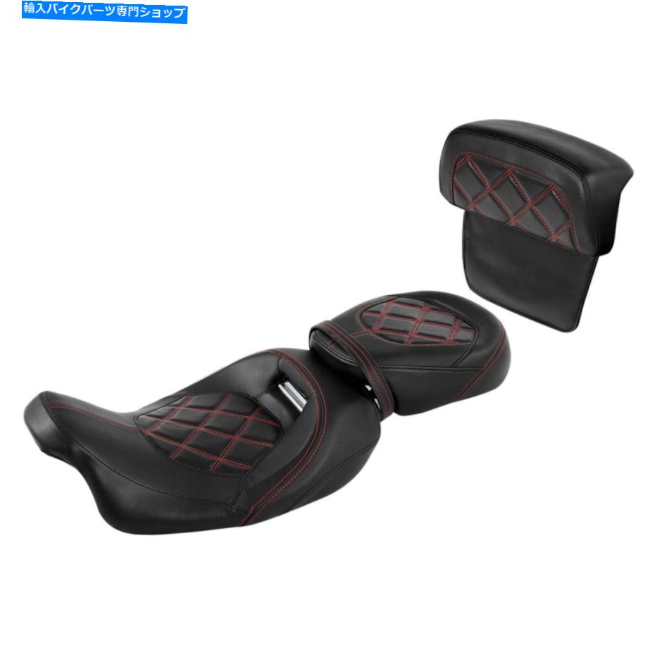 Seats ハーレーストリートグライド2014-2022に適したブラック+レッドドライバーと助手席のバックレスト Black+Red Driver & Passenger Seat Backrest Fit For Harley Street Glide 2014-2022