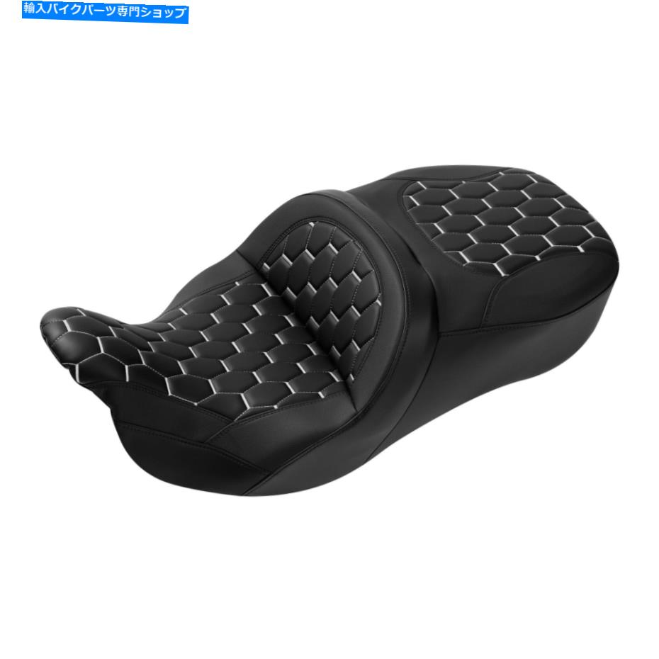 Seats ハーレーロードストリートグライドにフィットするブラック+ホワイトライダードライバーの助手席09-22 Black+White Rider Driver Passenger Seat Fit For Harley Road Street Glide 09-22