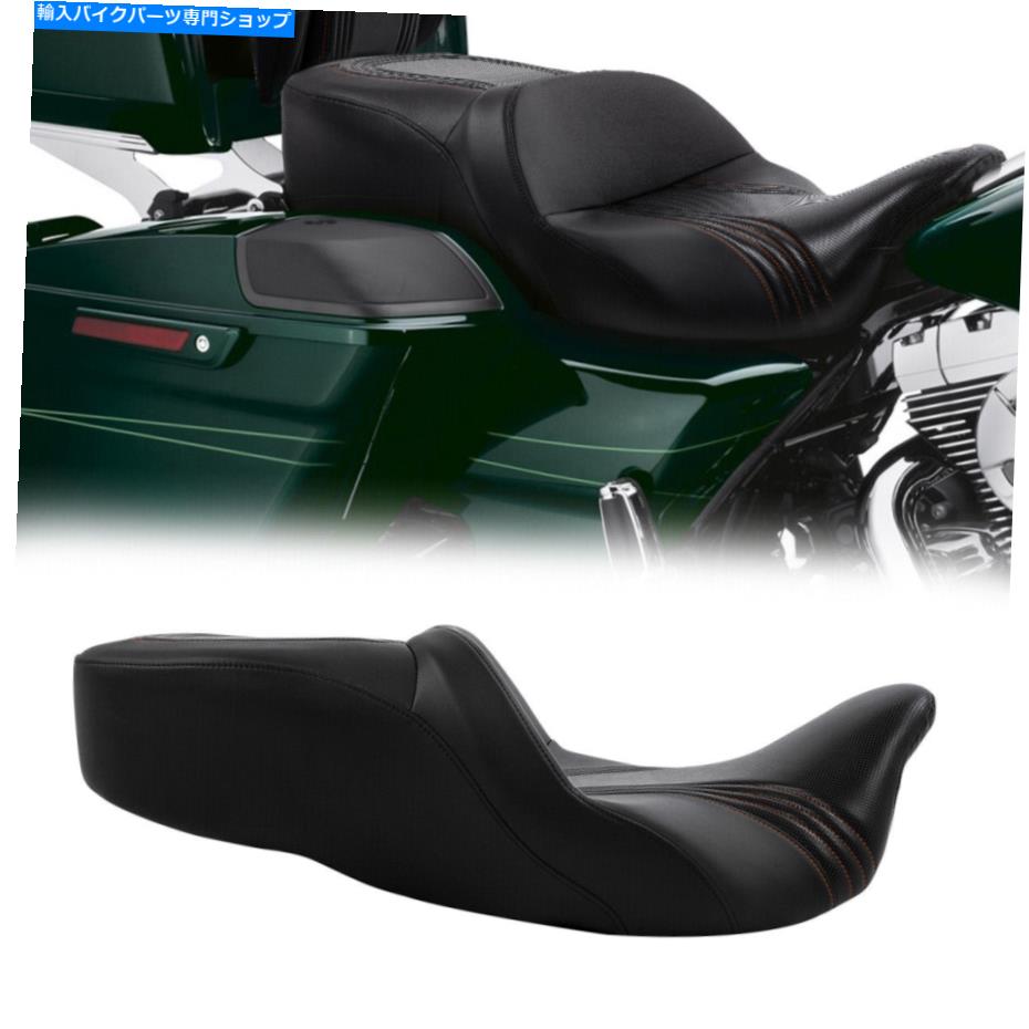 Seats ハーレーストリートグライドにフィットするオレンジステッチライダードライバーの助手席09-22 Orange Stitching Rider Driver Passenger Seat Fit For Harley Street Glide 09-22