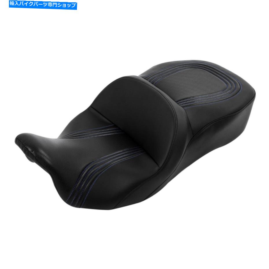 Seats ハーレーツーリングロードキンググライドに適した青いステッチドライバーの旅客席09-23 Blue Stitches Driver Passenger Seat Fit For Harley Touring Road King Glide 09-23