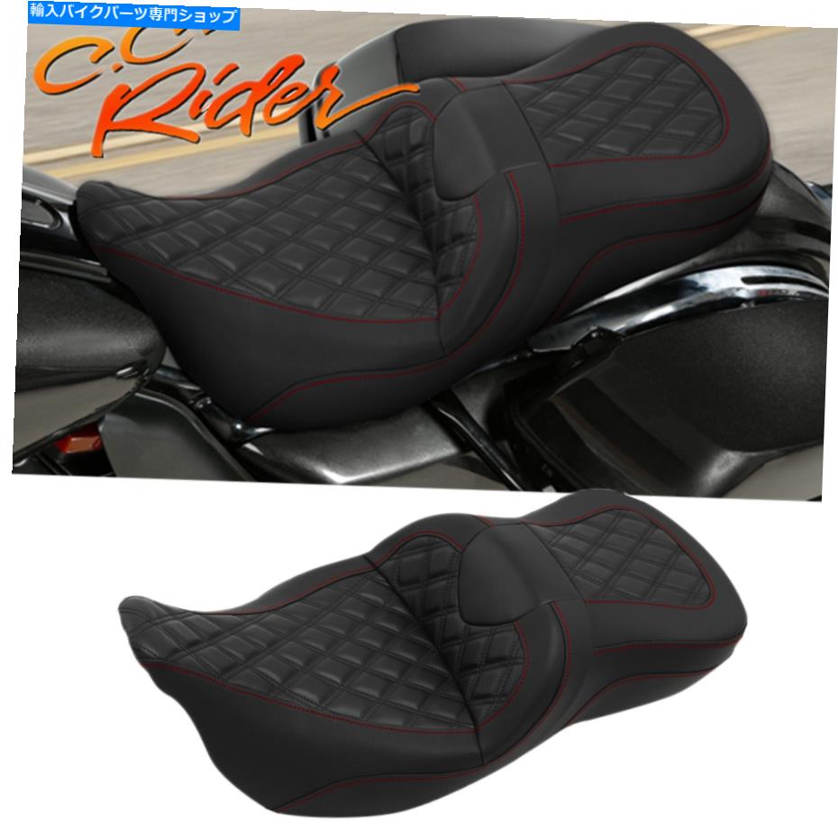 Seats C.C.ハーレーツーリングロードキンググライドに適したライダーハンドクラフト2アップシート09-22 C.C. RIDER Handcrafted Two-Up Seat Fit For Harley Touring Road King Glide 09-22