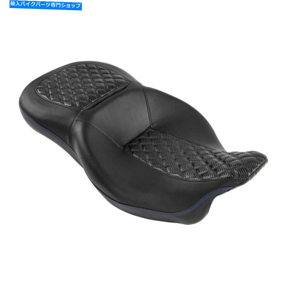 Seats ハーレーロードキングにふさわしいブラックドライバーライダーと助手席09-22ブルーステッチ Black Driver Rider &Passenger Seat Fit For Harley Road King 09-22 Blue Stitching