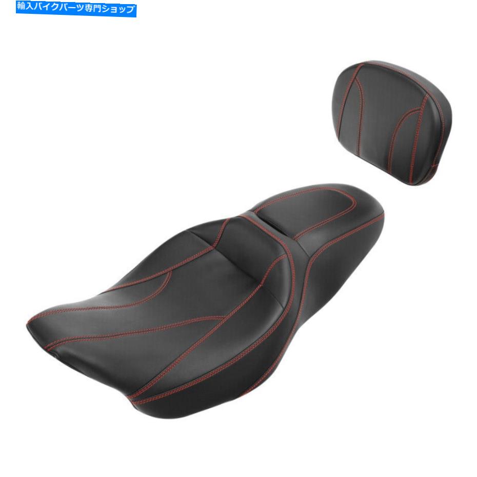 Seats レッドステッチドライバーの助手席＆パッドはハーレーツーリングロードキングに適しています09-22 Red Stitches Driver Passenger Seat & Pad Fit For Harley Touring Road King 09-22