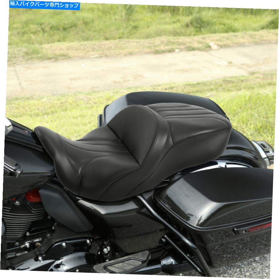 Seats ハーレーCVOツーリングトライグライド09+に合わせてオートバイブラックドライバーの助手席 Motorcycle Black Driver Passenger Seat Fit For Harley CVO Touring Tri Glide 09+