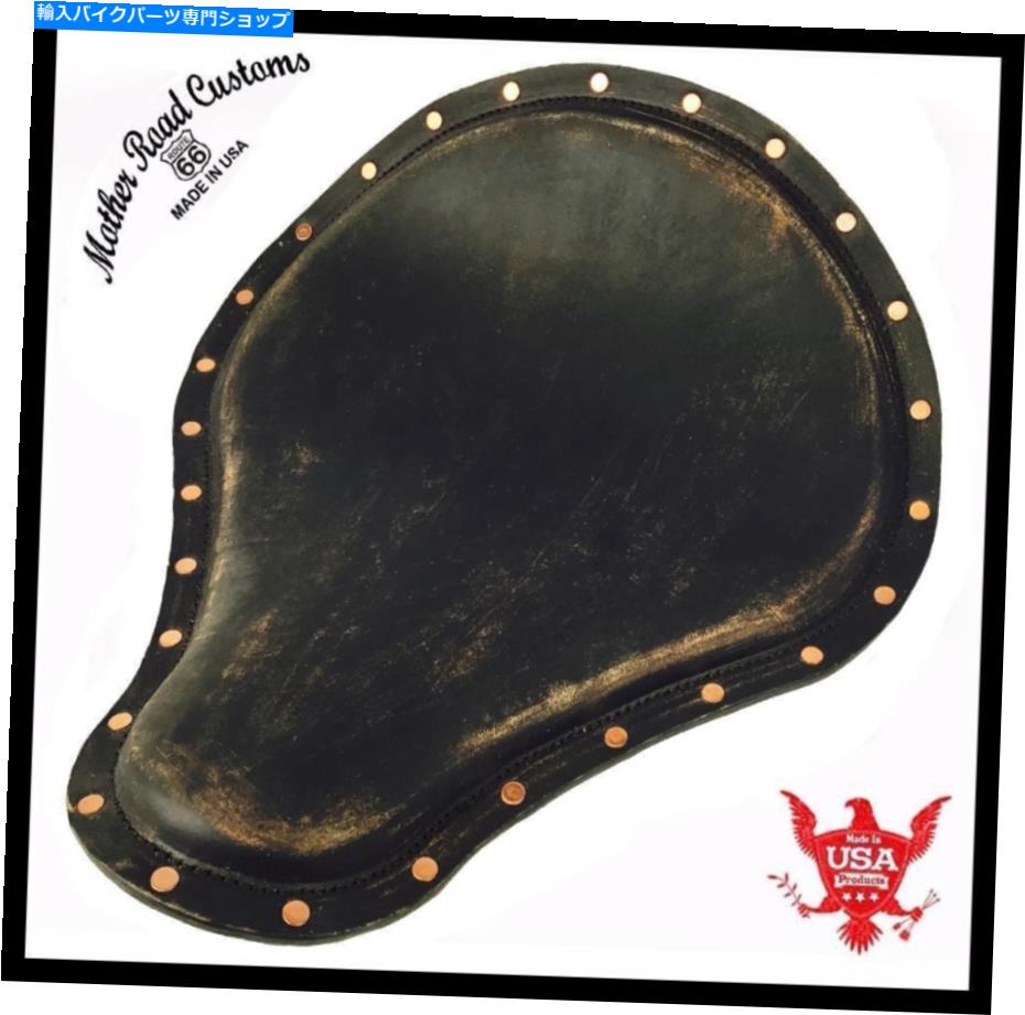 Seats 2017-2022 Triumph Bonneville Bobber Seat Black Leather Copper Rivets Saddle 2017-2022 Triumph Bonneville Bobber Seat Black Dist Leather Copper Rivets Saddle