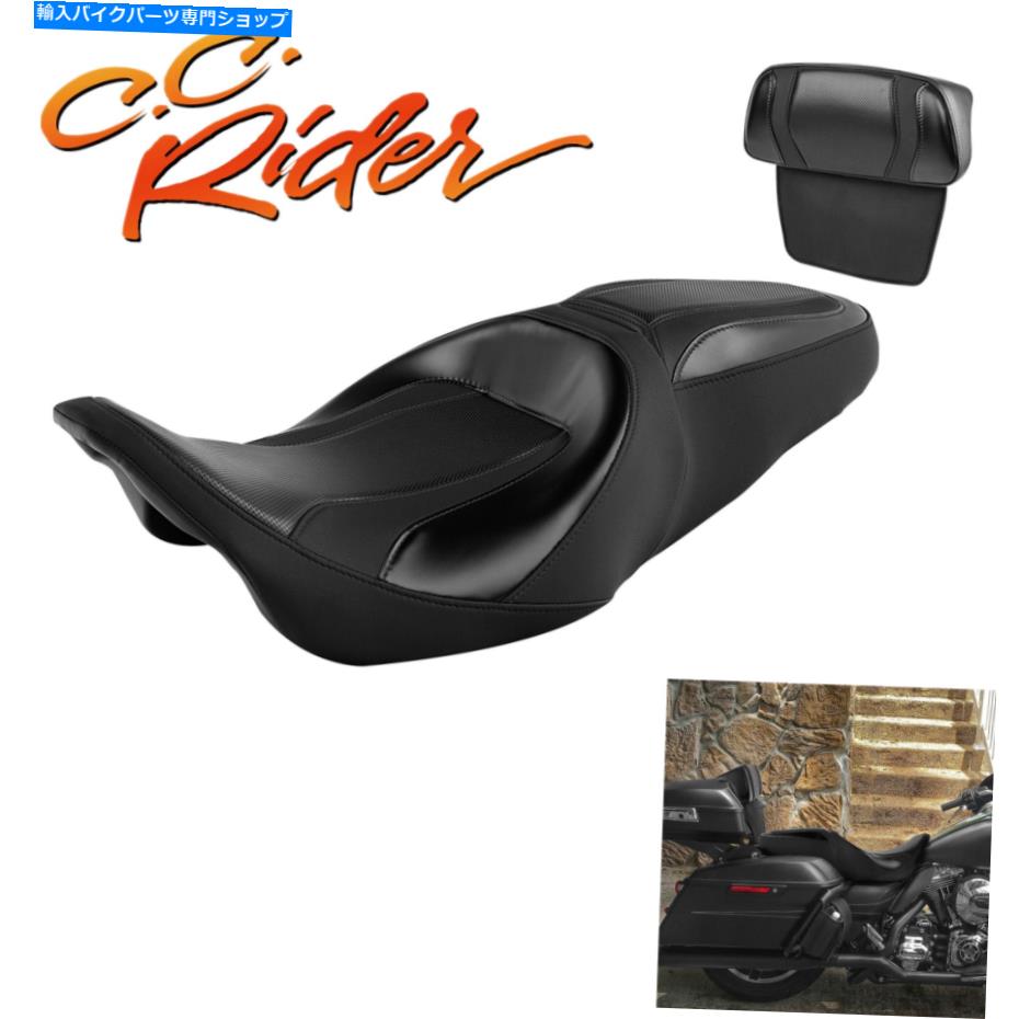 Seats C.C.ライダードライバー助手席付きパッド付きハーレーツーリング2014-2022にフィット C.C.RIDER Driver Passenger Seat w/ Chopped Pad Fit For Harley Touring 2014-2022